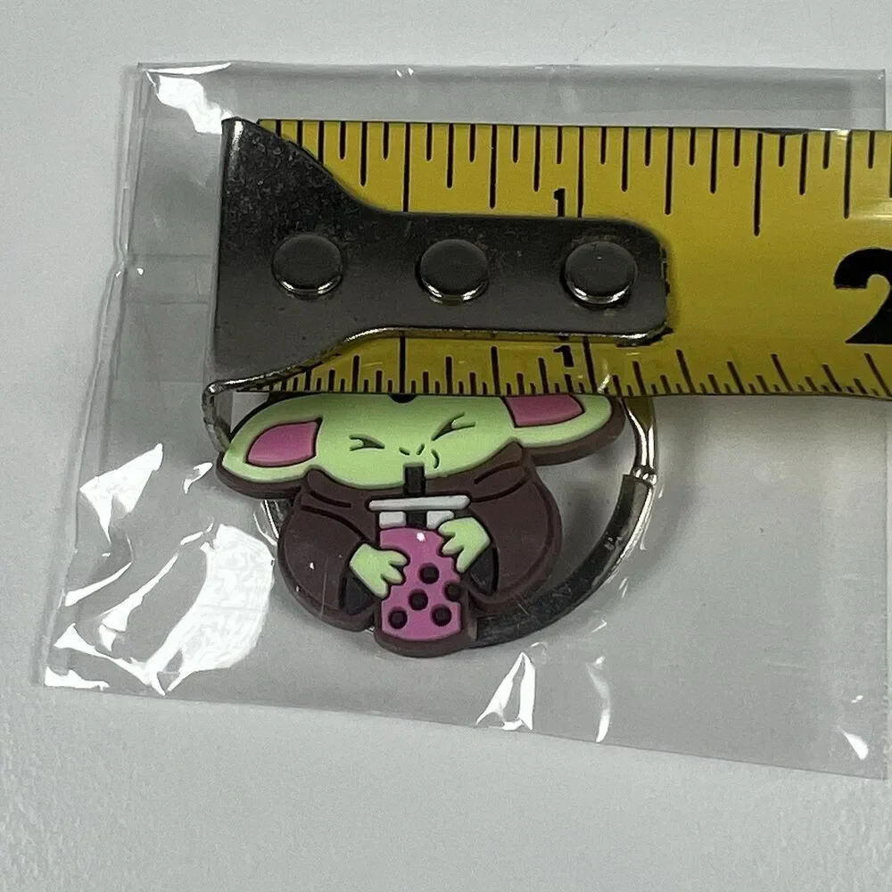 Star Wars The Mandalorian Grogu Baby Yoda Drinking Boba Tea Rubber Keychain